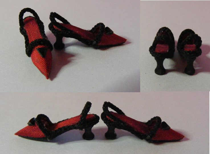 RED SLING BACK SILK SHOES